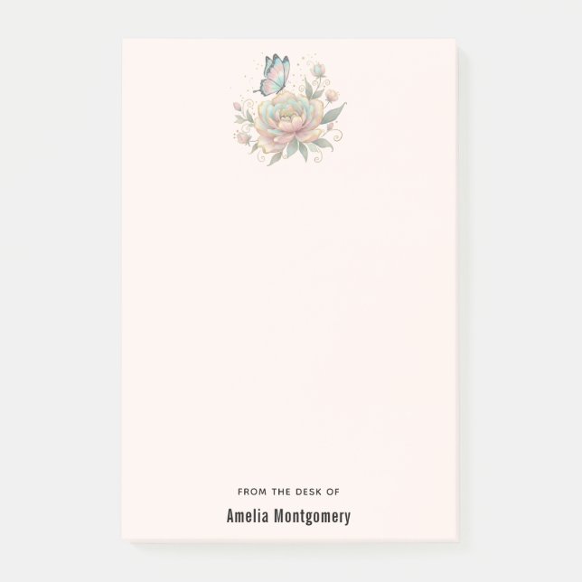 Post-it® Rose Magique et Papillon Couleurs Pastel (Devant)