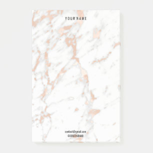 Post-it® Rose Marbre Or Blanc Gris Blanc Lux Nom Adresse