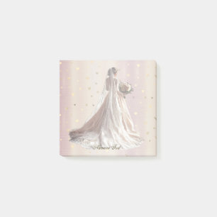 Post-it® Rose Mariage d'Hiver Mariée Cœur Doré Brillant Fêt