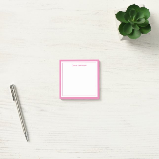 Post-it® Rose minimaliste, 2 frontières (Bureau)