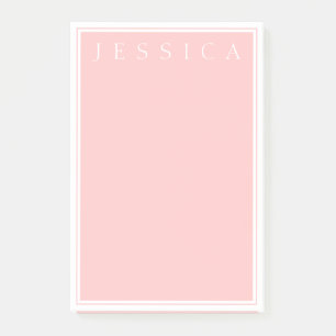 Post-it® Rose Pâle Clair Votre Nom en Blanc