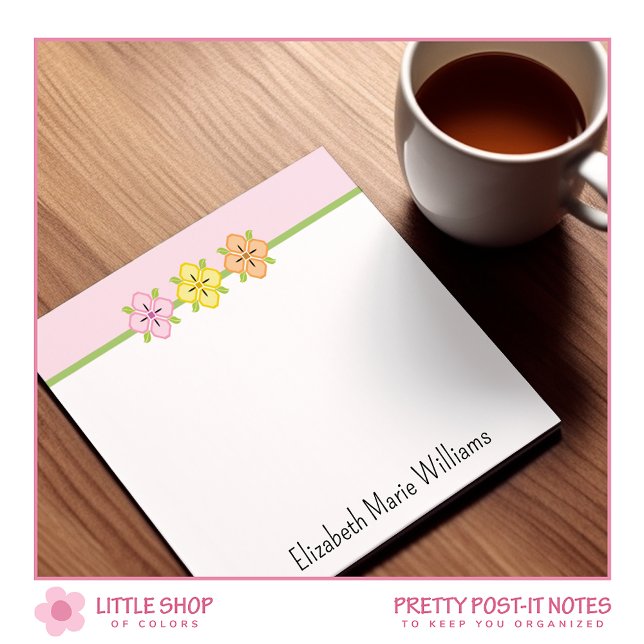 Post-it® Rose Pâle Floral Personnalisé (Créateur téléchargé)
