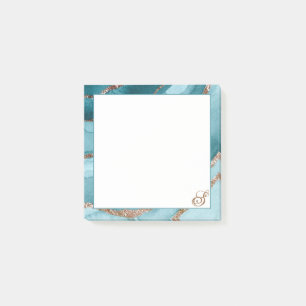 Post-it® Rose personnalisé Gold Turquoise MARBRE Bleu Stic