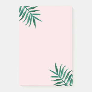 Post-it® Rose poudré avec feuilles de palmier à l'aquarelle