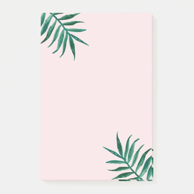 Post-it® Rose poudré avec feuilles de palmier à l'aquarelle (Devant)