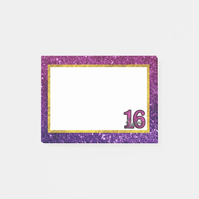 Post-it® Rose & Purple Sweet 16 Parties scintillant étincel (Devant)
