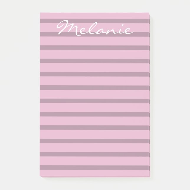 Post-it® Rose rose moderne et rayures mauves (Devant)