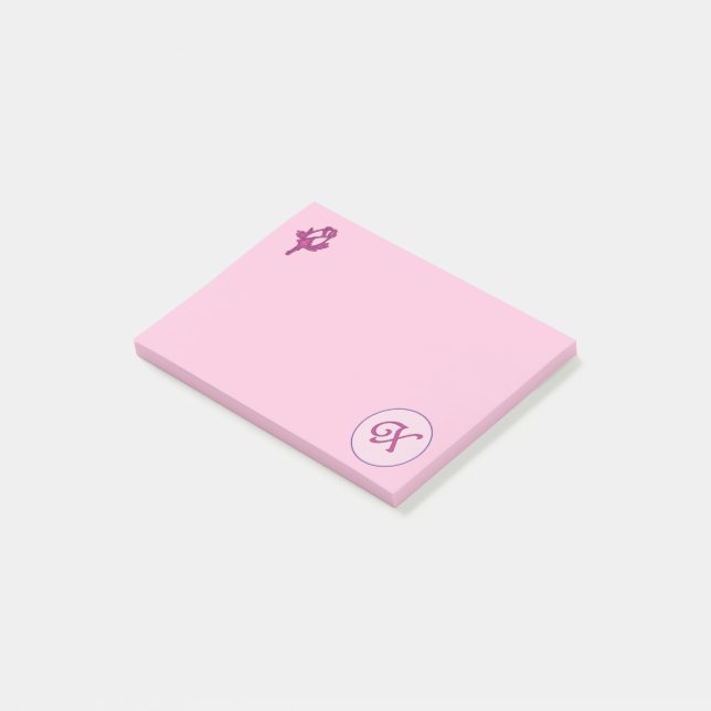 Post-it® Rose rose monogramme X (Incliné)