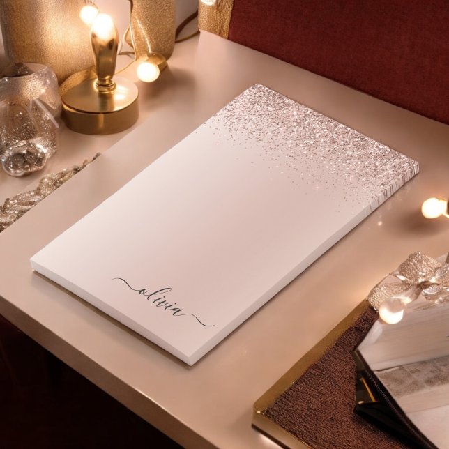 Post-it® Rose Rose Or brossé Métal Nom du monogramme (Créateur téléchargé)