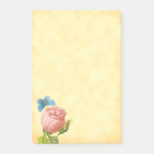 Post-it® Rose rose rustique et papillon bleu