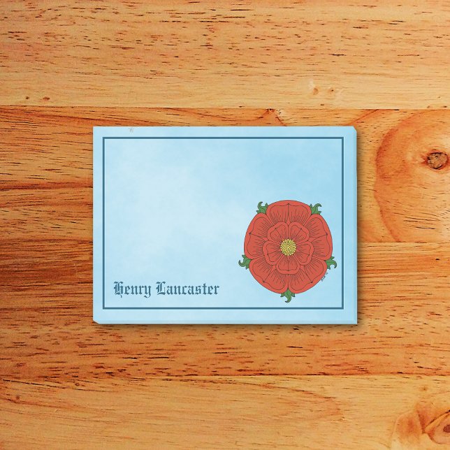 Post-it® Rose rouge de Lancaster (Red Rose of Lancaster Post-it Notes Pad on Desk)