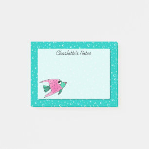Post-it® Rose tropical et Teal de poissons personnalisés