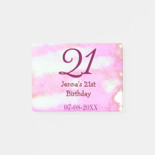 Post-it® Rose vert pastel 21e anniversaire simple nom date