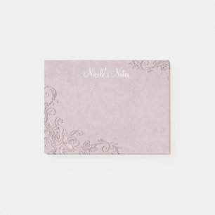 Post-it® Rose Vintage Look Embossé Personnalisé Glamour