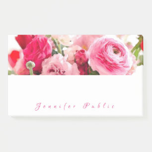 Post-it® Roses Aquarelle Élégant Script Modèle Floral