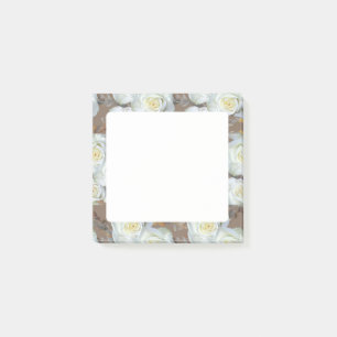 Post-it® Roses blanches motif romantique rustique