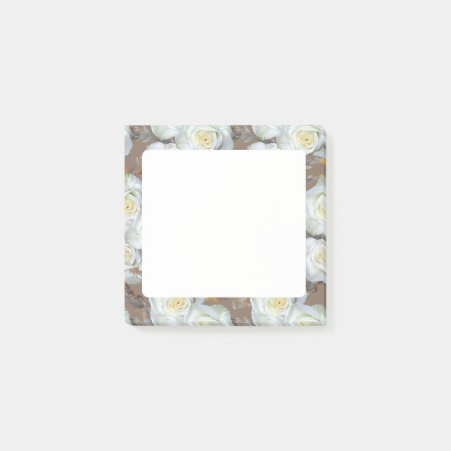 Post-it® Roses blanches motif romantique rustique (Devant)