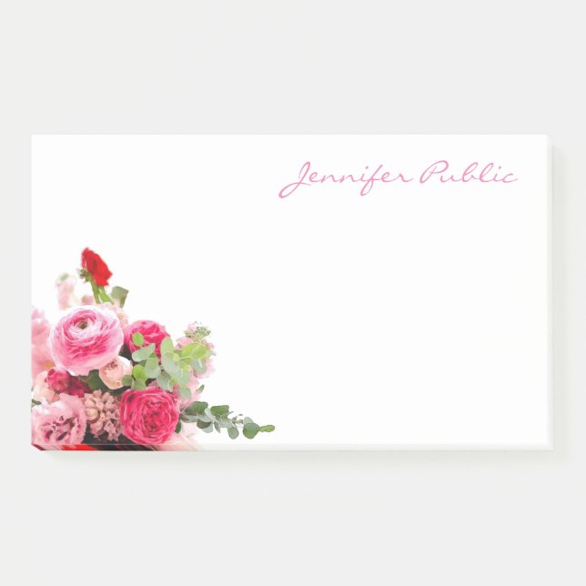 Post-it® Roses d'aquarelle à la main Script Elegant Modèle  (Devant)