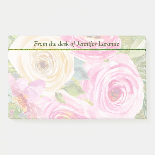 Post-it® Roses d'aquarelle en rose et crème (Devant)