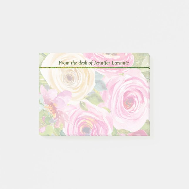 Post-it® Roses d'aquarelle en rose et crème (Devant)