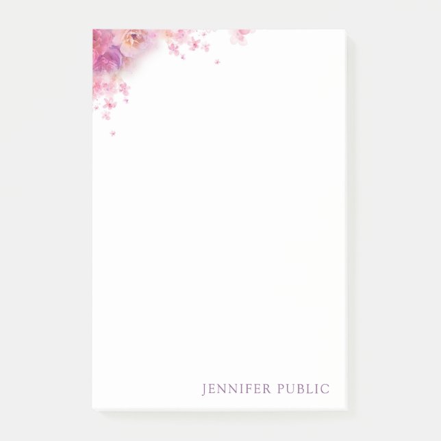 Post-it® Roses d'aquarelle moderne Fleurs Modèle élégant (Devant)