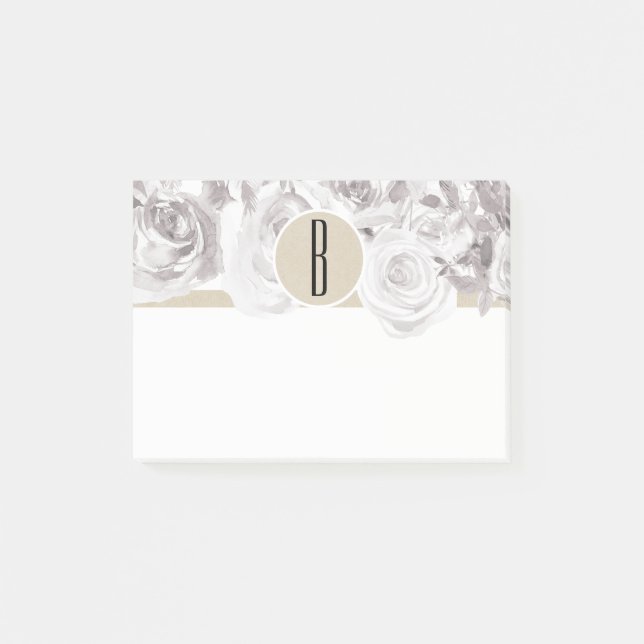 Post-it® Roses d'hiver rustiques blanches Shabby Chic Éléga (Devant)