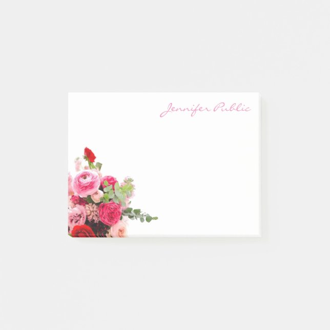 Post-it® Roses élégants d'aquarelle de modèle des textes de (Devant)