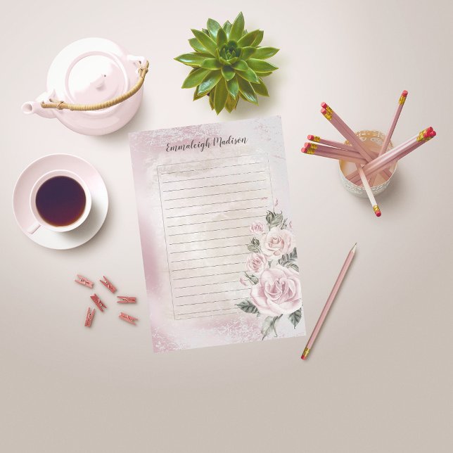 Post-it® Roses floraux roses Elégant Linked Personnalisé (Créateur téléchargé)