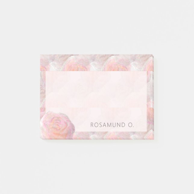 Post-it® Roses pastel rêveuses abstraites avec nom (Devant)