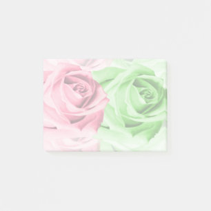 Post-it® Roses rose et vert Élégant Notes collantes