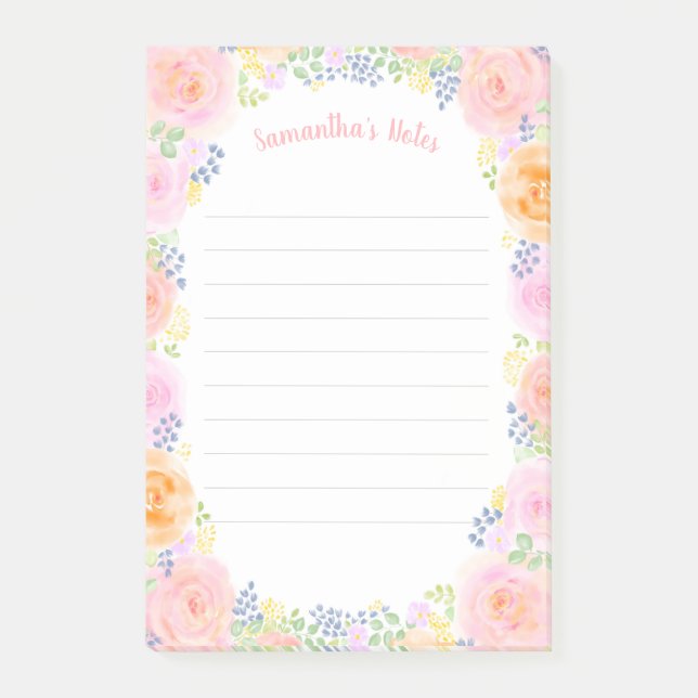 Post-it® Roses roses roses Aquarelle Florale mignonne Jardi (Devant)