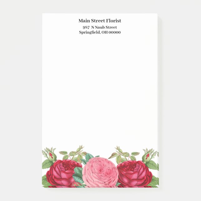 Post-it® Roses roses rouges floraux  (Devant)