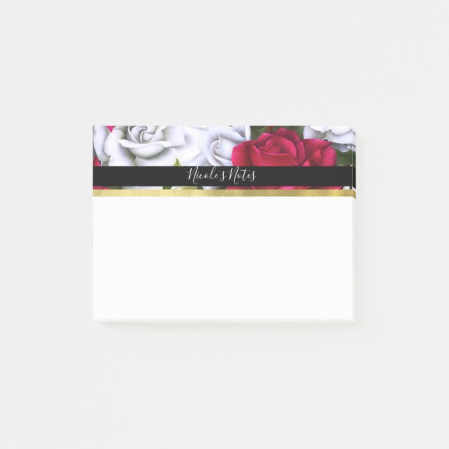 Post-it® Roses rouges et blanches Shabby Chic Moderne Perso (Devant)
