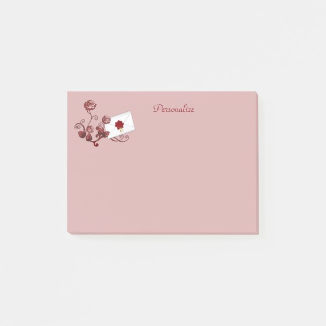 Post-it® Roses rouges romantiques & Sceau d'enveloppe Perso (Devant)