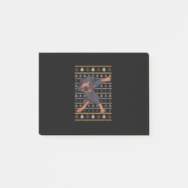 Post-it® Rotweiler Doux moche de Noël Chien Dab Danse (Devant)