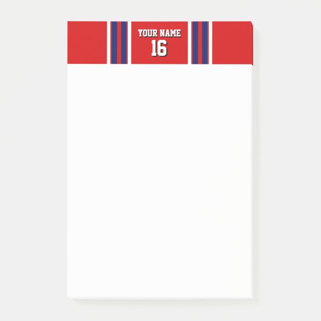Post-it® Rouge avec Marine White Stripes Team Jersey (Devant)