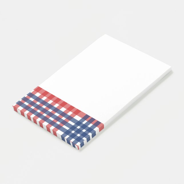 Post-it® Rouge, blanc et bleu En vichy plaid (Incliné)