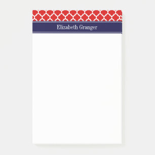 Post-it® Rouge Blanc Marocain #5 Marine Nom bleu Monogramme