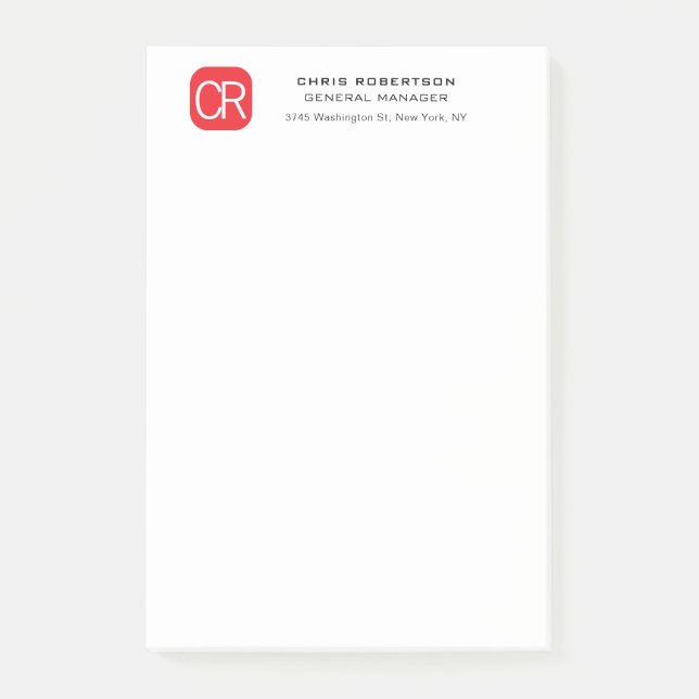 Post-it® Rouge Blanc Professionnel Uni Brodé (Devant)