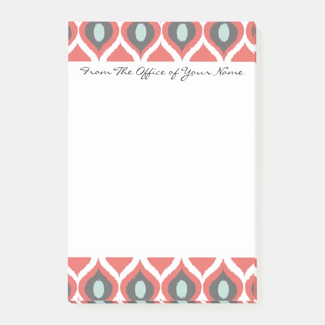 Post-it® Rouge bleu gris géométrique Ikat Tribal Imprimer M (Devant)