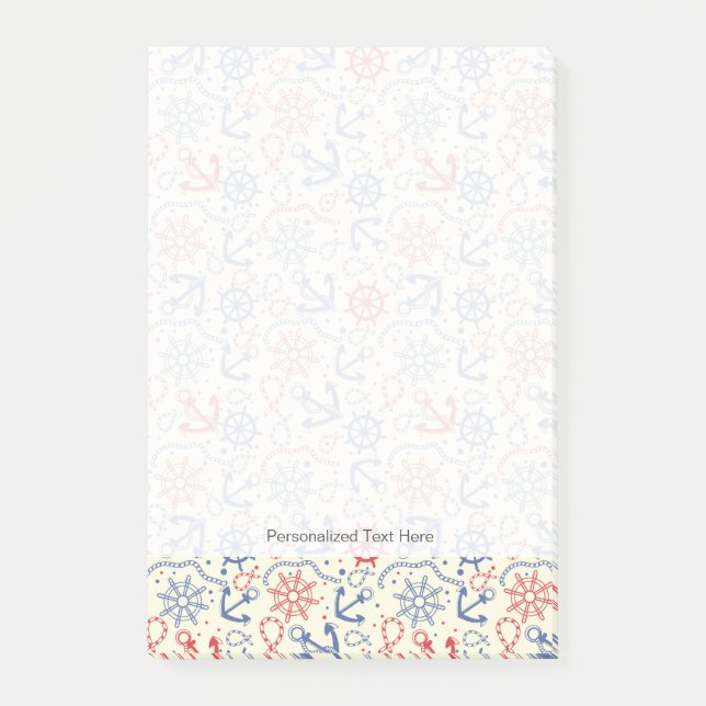 Post-it® Rouge et arrière - plan de marine avec l'ancre (Devant)