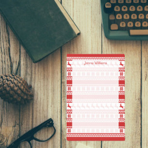 Post-it® Rouge et blanc rennes nordiques Impression personn