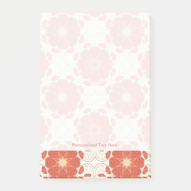 Post-it® Rouge et motif floral de dentelle d'or (Devant)