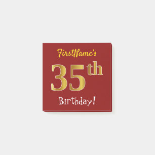 Post-it® Rouge, Faux Gold 35e anniversaire, avec nom person