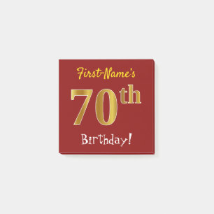 Post-it® Rouge, Faux Gold 70e Anniversaire, Avec Nom Person