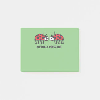 Post-it® Rouge Vert doux Noir Curieux Ladybug et Spots