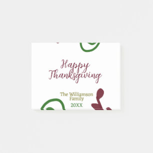 Post-it® Rouge vert joyeux Thanksgiving floral feuille auto