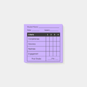 Post-it® Rubrique de classement des enseignants pour le tra