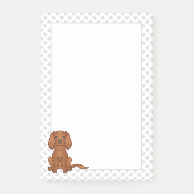 Post-it® Ruby Cavalier King Charles Spaniel & Paws (Devant)