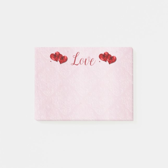 Post-it® Ruby Hearts Love Post-It Notes (Devant)